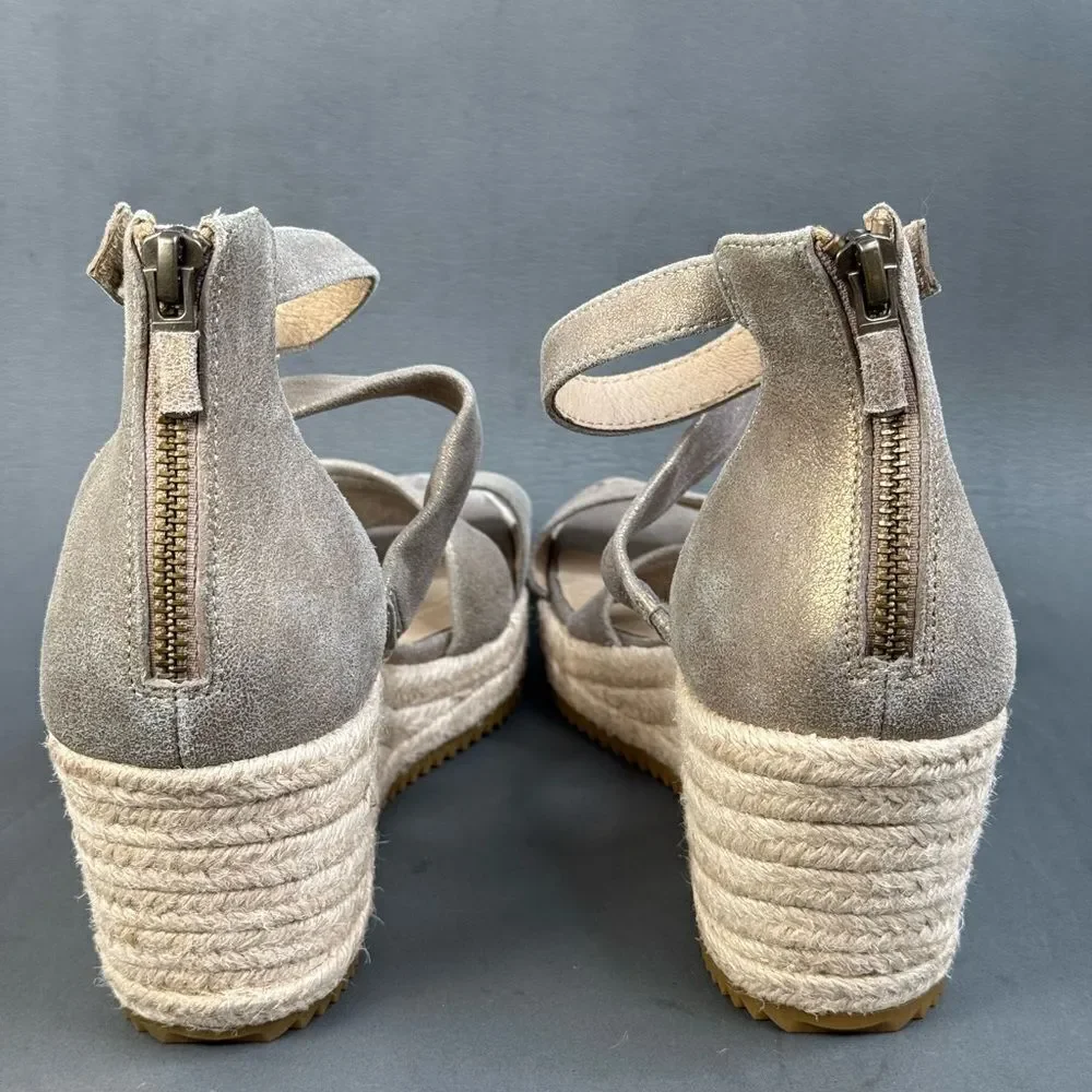 Eileen Fisher Espidrilles Sandals Island Platinum Metallic shoes women’s size 8